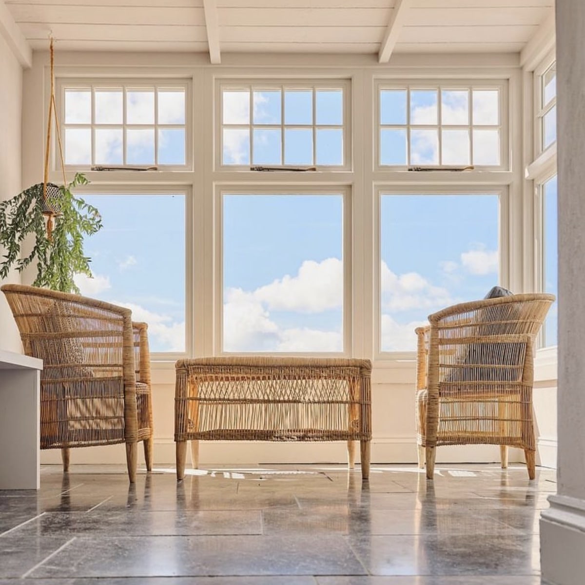 Timber Casement Windows showing bright blue sky