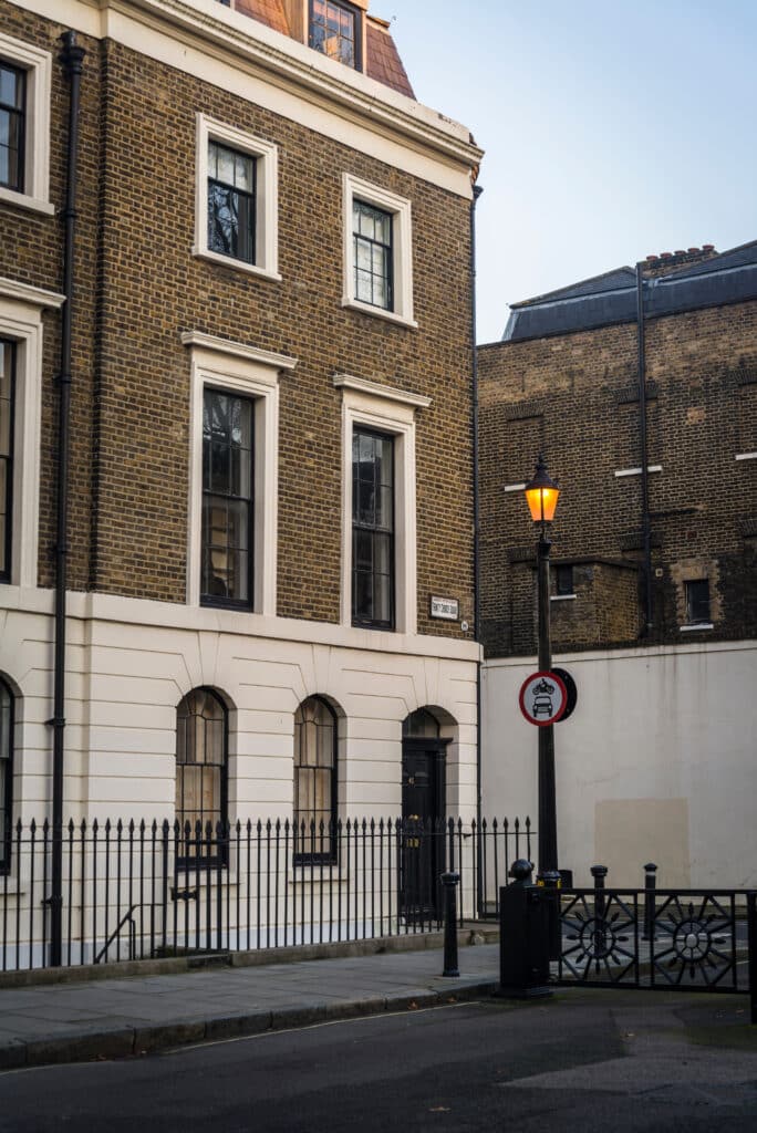 Trinity Church Square lined with Georgian terrace townhouses, Southwark, London, England, UK